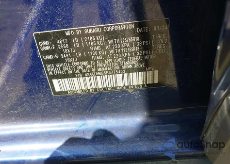 2024 Subaru Crosstrek Limited from USA, damaged, VIN 4S4GUHM65R3775403